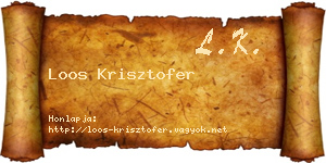Loos Krisztofer névjegykártya